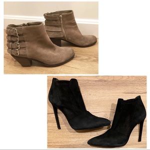 Bundle of suede heeled ankle boots / booties 6.5